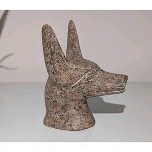 Vintage Egyptian Anubus Jackal Head 5" Sculpture Handcrafted Made of Granite